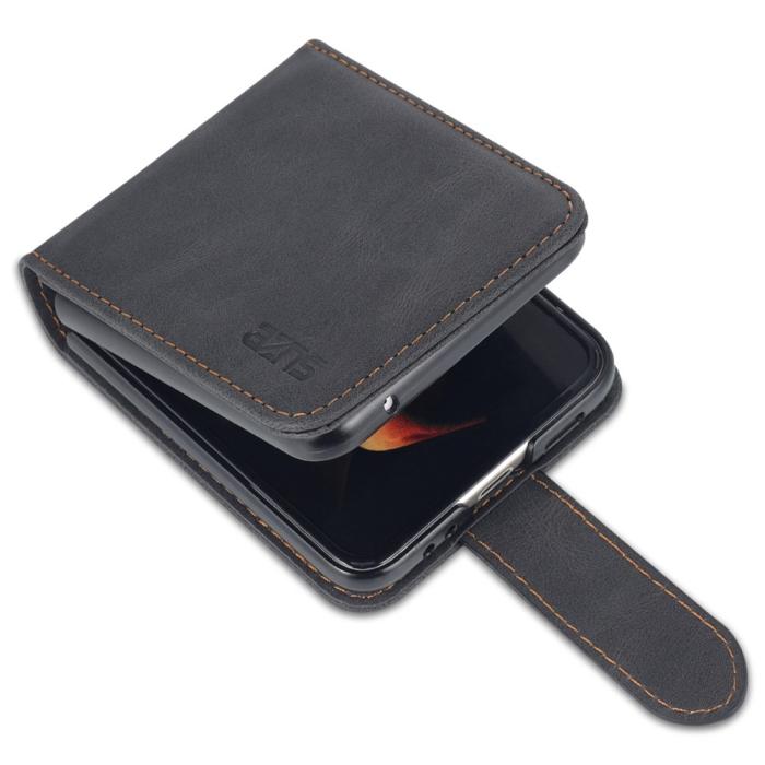 Bild 6, AZNS Galaxy Z Flip 6 / 7 FE Fodral Läder Svart