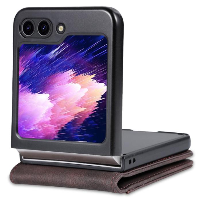 Bild 2, AZNS Galaxy Z Flip 6 / 7 FE Fodral Läder Brun