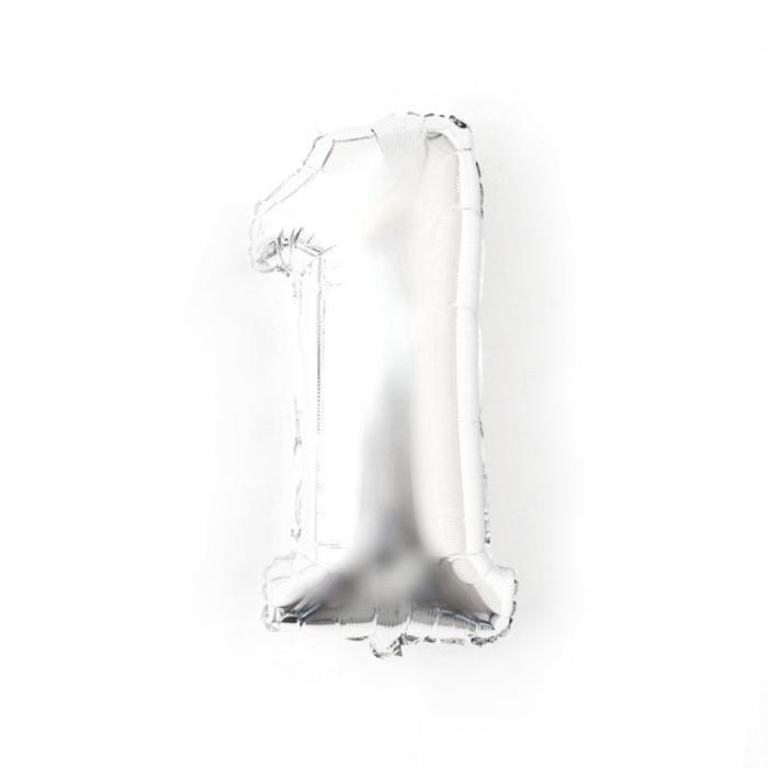 Bild 1, Sifferballong Nummer 1 70 cm Silver