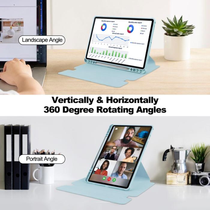 Bild 4, Galaxy Tab S9 Plus Fodral 360° Rotation Hybrid Blå