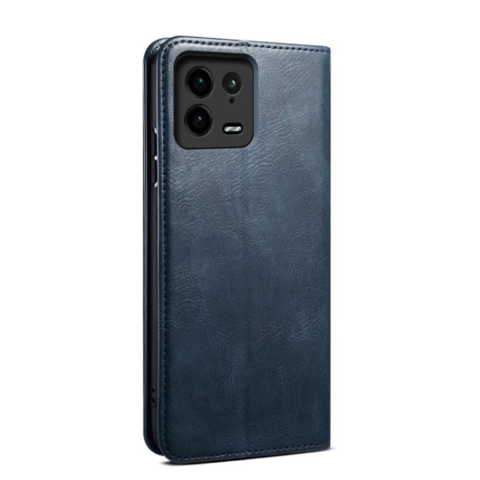 Bild 3, Xiaomi 13 Pro 5G Fodral Oil Wax Flip Läder Blå