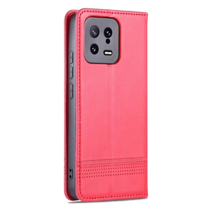 Bild 3, AZNS Xiaomi 13 5G Fodral Flip Läder Rosa/Röd