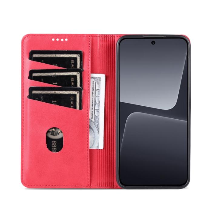 Bild 4, AZNS Xiaomi 13 5G Fodral Flip Läder Rosa/Röd