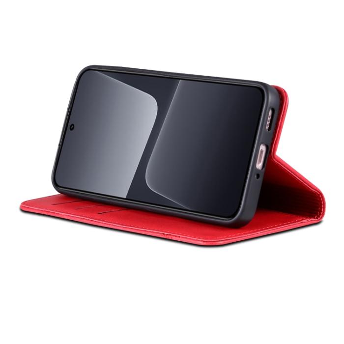 Bild 5, AZNS Xiaomi 13 5G Fodral Flip Läder Rosa/Röd