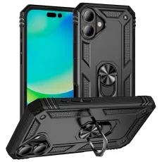 iPhone 17 Skal Shockproof Hybrid Ring Svart