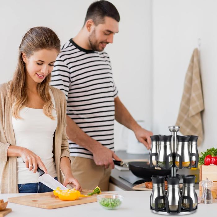 Bild 3, Roterande kryddställ med 12 glasburkar