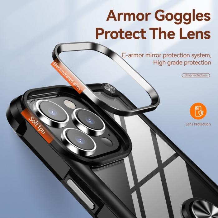 Bild 6, iPhone 15 Pro Skal Shockproof Armor Ring Svart
