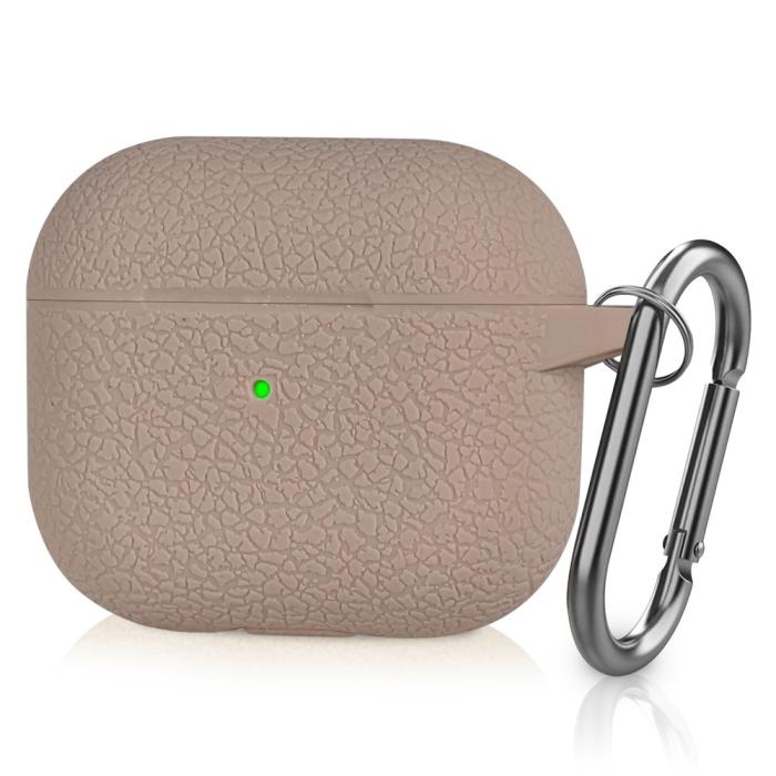 Bild 1, AirPods 3 Skal Silikon Litchi Textur Karbinhake Ljus Rosa
