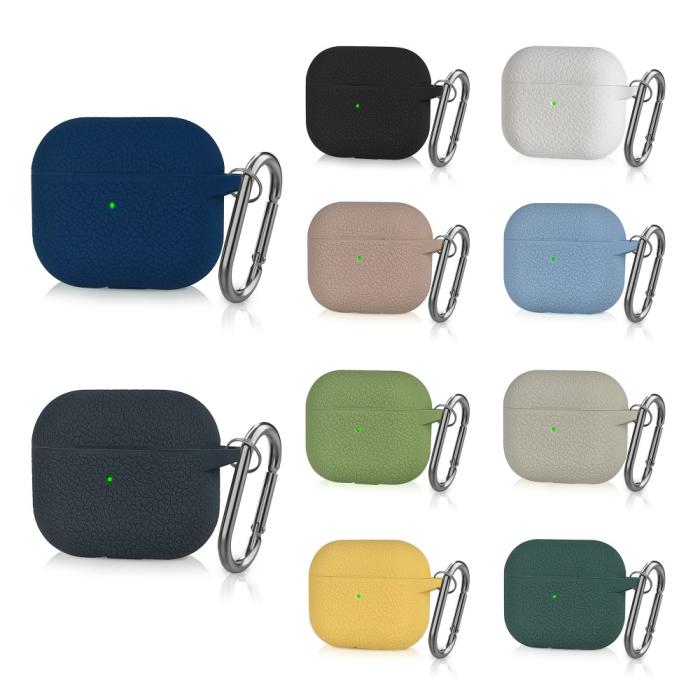 Bild 2, AirPods 3 Skal Silikon Litchi Textur Karbinhake Ljus Rosa