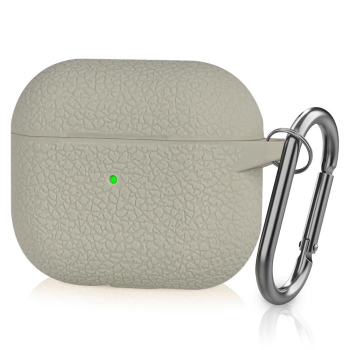 Bild 1, AirPods 3 Skal Silikon Litchi Textur Karbinhake Grå