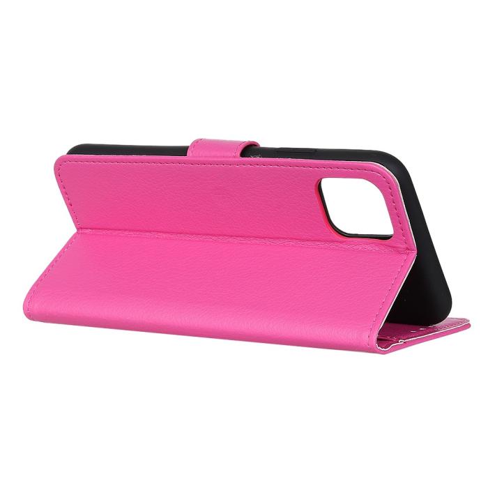 Bild 4, iPhone 12 Pro Max - Litchi Läder Fodral - Rosa