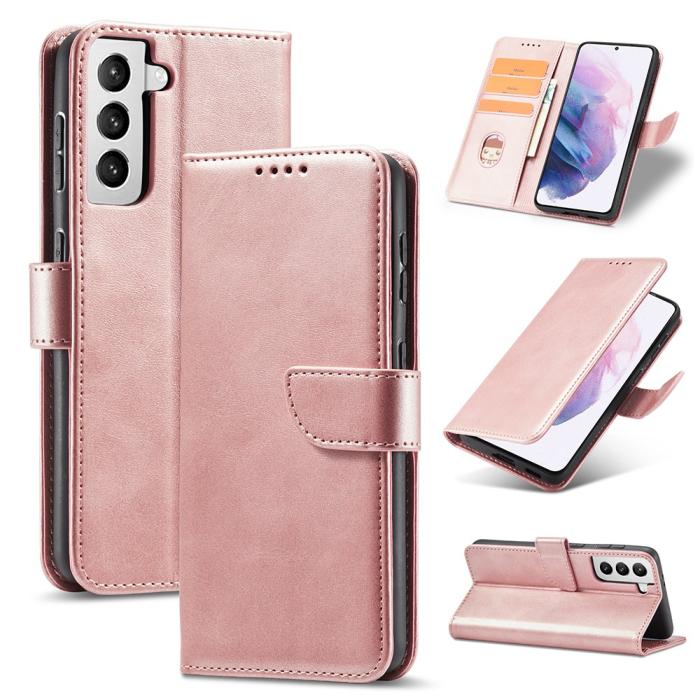 Bild 1, Samsung Galaxy S21 Plus - Klassiskt Läder Fodral - Roséguld