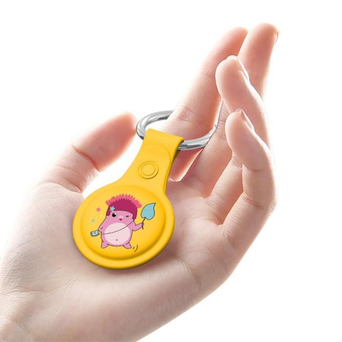 Bild 4, SNEAKY Tecknad Figur AirTag Silikonhållare Med Nyckelring - Gul