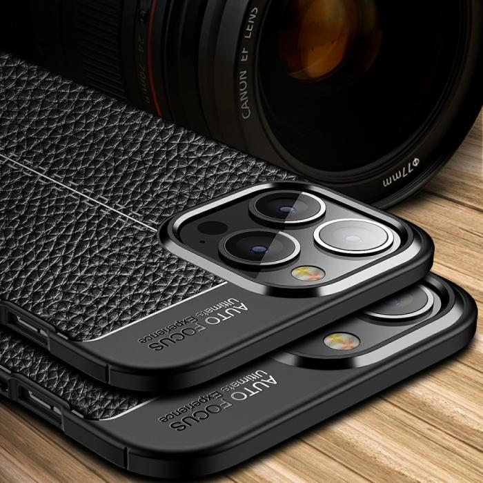 Bild 4, iPhone 13 Pro Max - Litchi Textur Skal - Svart