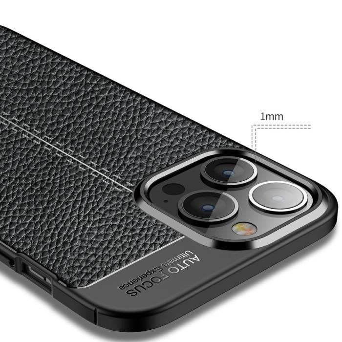 Bild 5, iPhone 13 Pro Max - Litchi Textur Skal - Svart