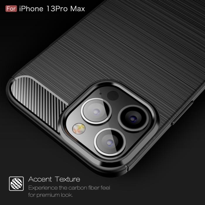 Bild 4, iPhone 13 Pro Max - Borstad Stål Textur Skal - Svart