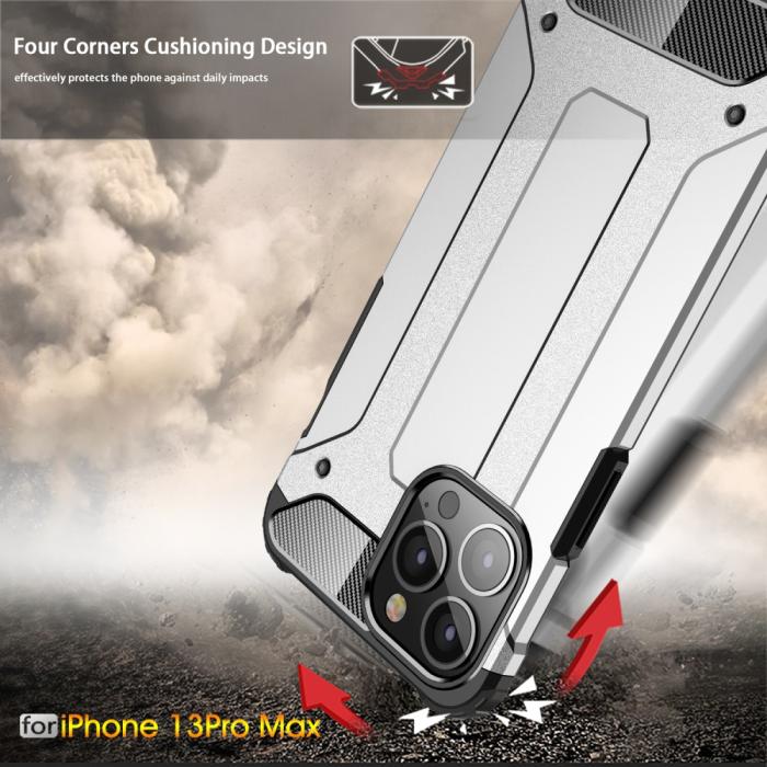 Bild 2, iPhone 13 Pro Max - Shockproof Armor Hybrid Skal - Silver