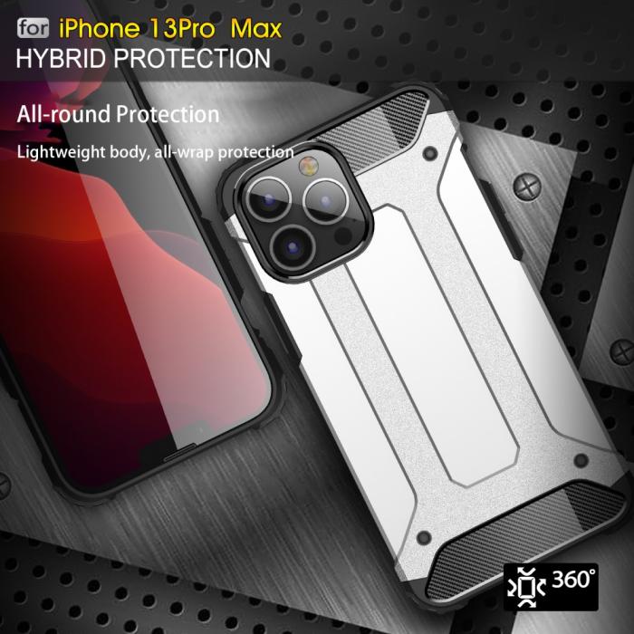 Bild 5, iPhone 13 Pro Max - Shockproof Armor Hybrid Skal - Silver