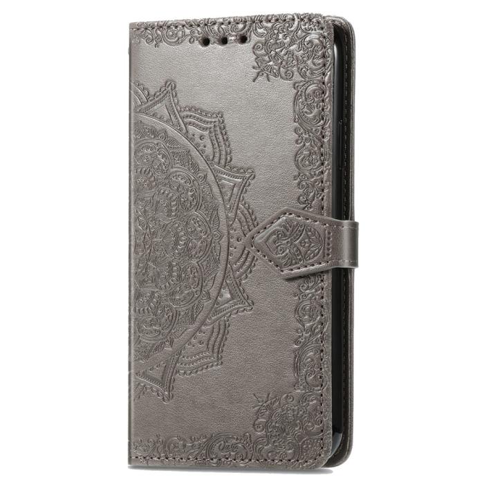 Bild 4, iPhone 16 Fodral Mandala Läder Grå
