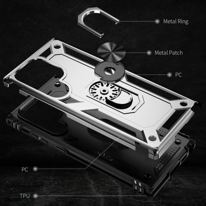 Bild 4, Samsung Galaxy S23 Ultra Skal Ring Armor Hybrid Silver