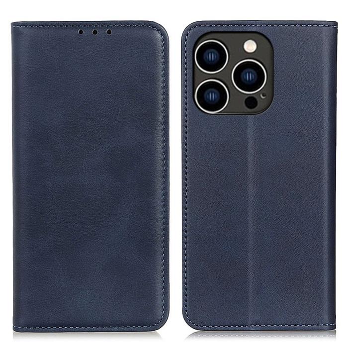 Bild 1, iPhone 16 Pro Fodral Flip Läder Mörk Blå