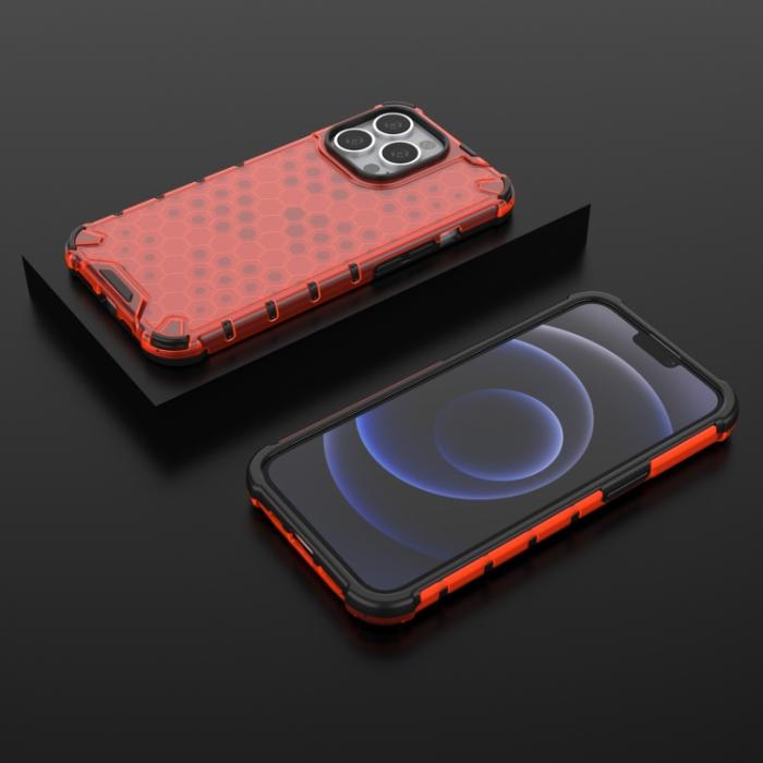 Bild 3, iPhone 14 Pro Max Skal Shockproof Honeycomb Hybrid Röd