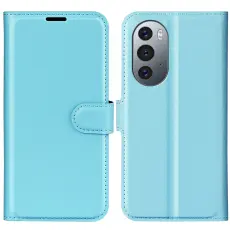 Motorola Edge 30 Pro Fodral Litchi Textur Ljus Bl&aring;