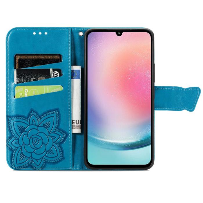 Bild 2, Samsung Galaxy A25 5G Fodral Läder Big Butterfly Blå