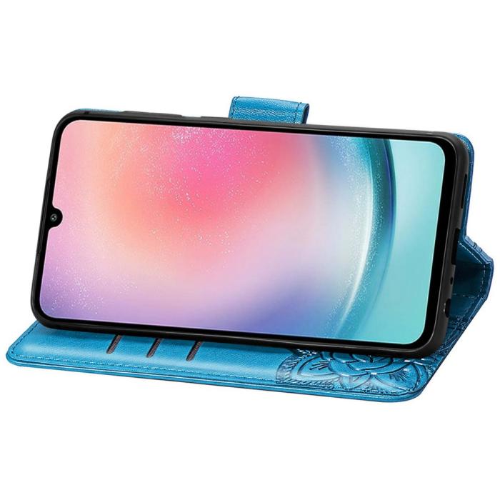 Bild 3, Samsung Galaxy A25 5G Fodral Läder Big Butterfly Blå