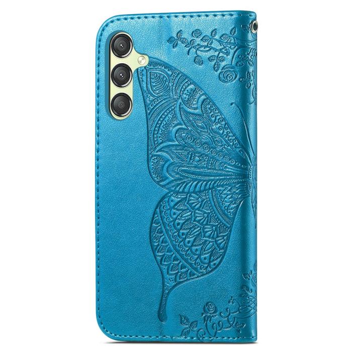Bild 4, Samsung Galaxy A25 5G Fodral Läder Big Butterfly Blå