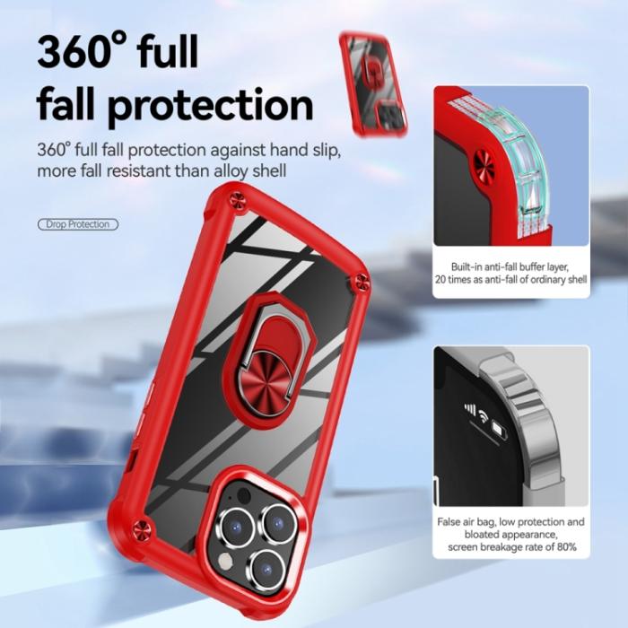 Bild 5, iPhone 15 Pro Skal Shockproof Armor Ring Röd