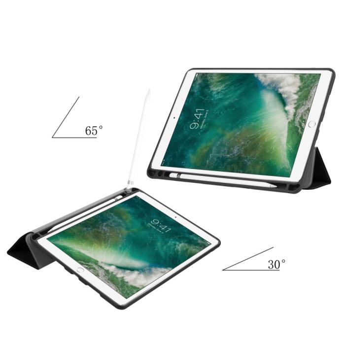 Bild 2, iPad Air (2019) / Pro 10.5 (2017) - Tri-Fold Fodral Med Pennhållare - Svart