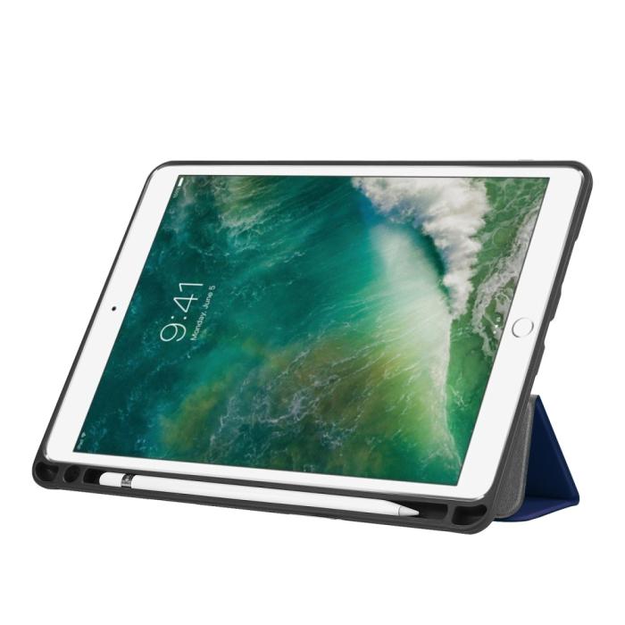 Bild 5, iPad Air (2019) / Pro 10.5 (2017) - Tri-Fold Fodral Med Pennhållare - Mörk Blå