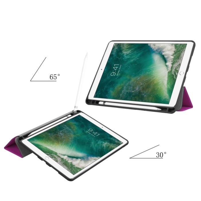 Bild 2, iPad Air (2019) / Pro 10.5 (2017) - Tri-Fold Fodral Med Pennhållare - Lila