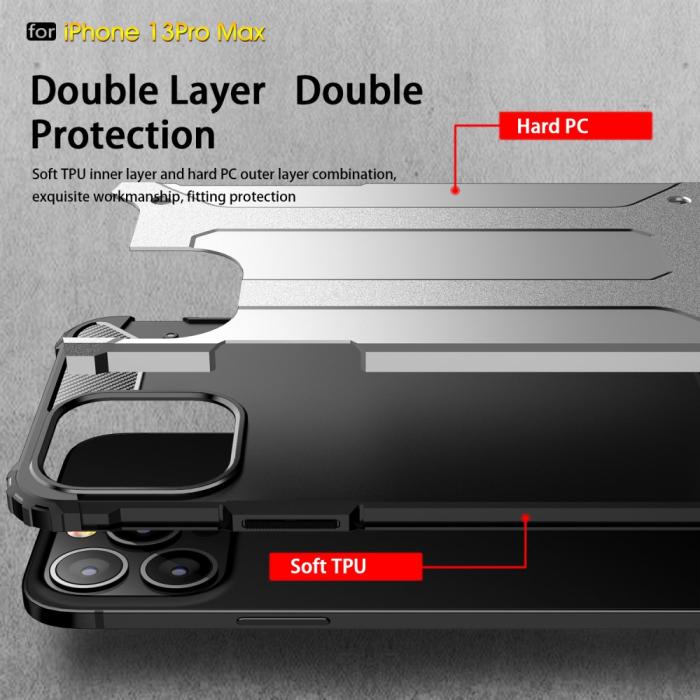 Bild 6, iPhone 13 Pro Max - Shockproof Armor Hybrid Skal - Guld