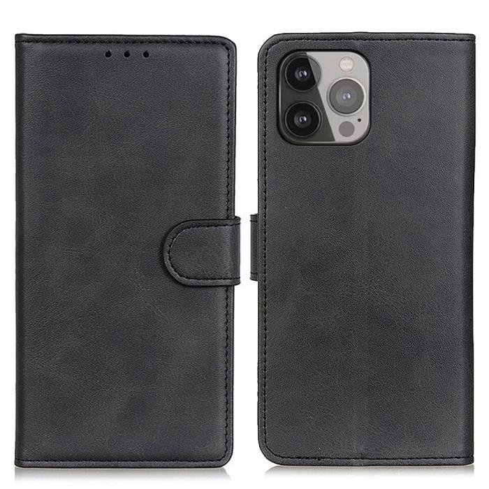 Bild 1, iPhone 13 Pro Max - Solid Läder Fodral - Svart