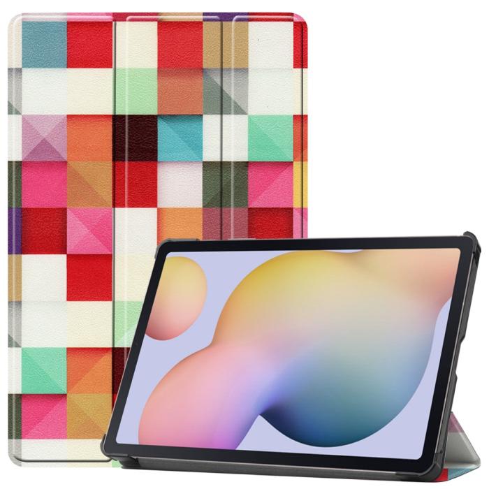 Bild 1, Samsung Galaxy Tab S7 / Tab S8 - Tri-Fold Fodral - Färgade Fyrkanter