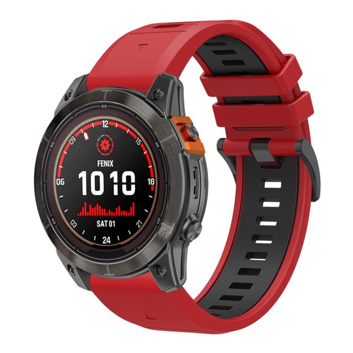 Bild 4, Garmin Fenix 26 mm Armband Quick Release Silikon Röd
