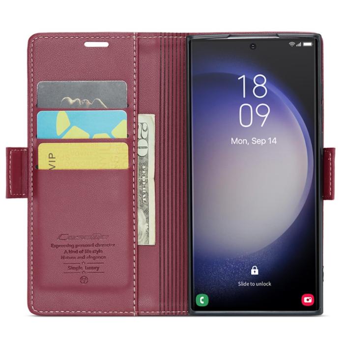 Bild 2, CASEME Galaxy S24 Ultra Fodral Slim Litchi Läder Röd