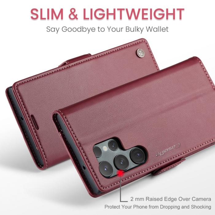 Bild 4, CASEME Galaxy S24 Ultra Fodral Slim Litchi Läder Röd