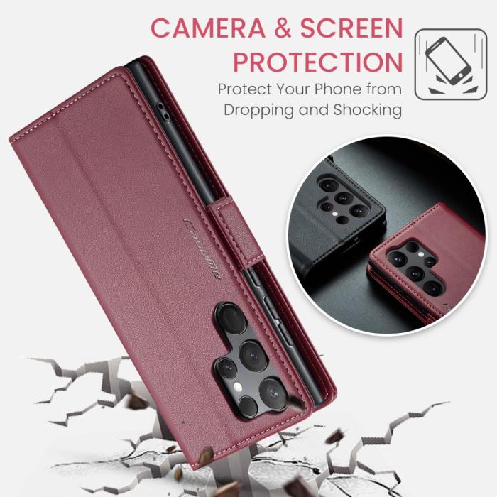 Bild 6, CASEME Galaxy S24 Ultra Fodral Slim Litchi Läder Röd