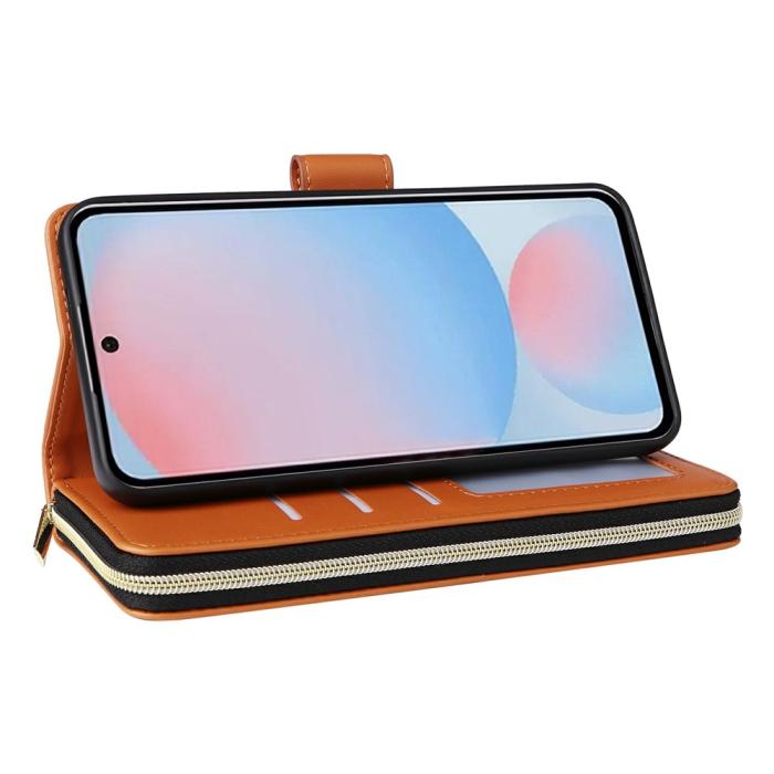 Bild 3, Samsung Galaxy A27 5G Fodral Läder Multifunktionellt Ljus Brun