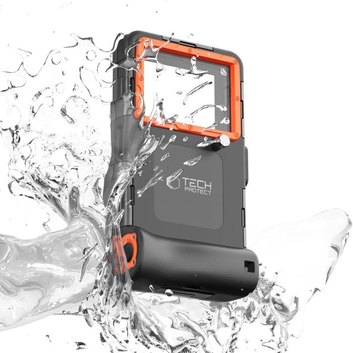 Bild 3, Tech-Protect Universal IPX8 Dykning Vattentätt Fodral Svart/Orange