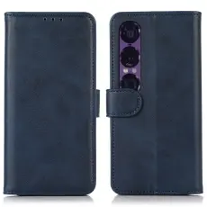 Sony Xperia 1 VII Pl&aring;nboksfodral L&auml;der Bl&aring;