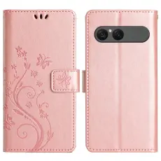 Sony Xperia 10 VII Fodral Med Blommigt Tryck Ros&eacute;guld