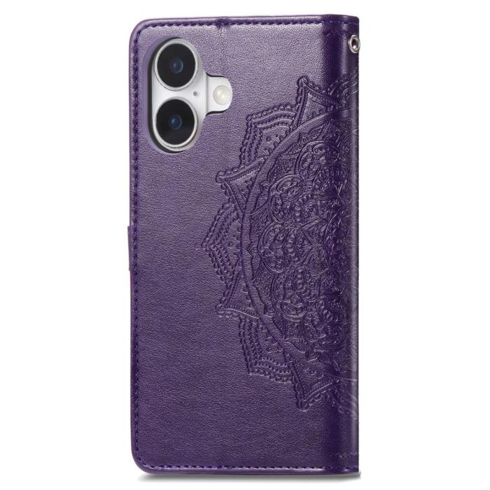 Bild 5, iPhone 16 Fodral Mandala Läder Lila