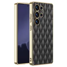 GKK Samsung Galaxy S25 Ultra Skal Diamond Hybrid L&auml;der Svart