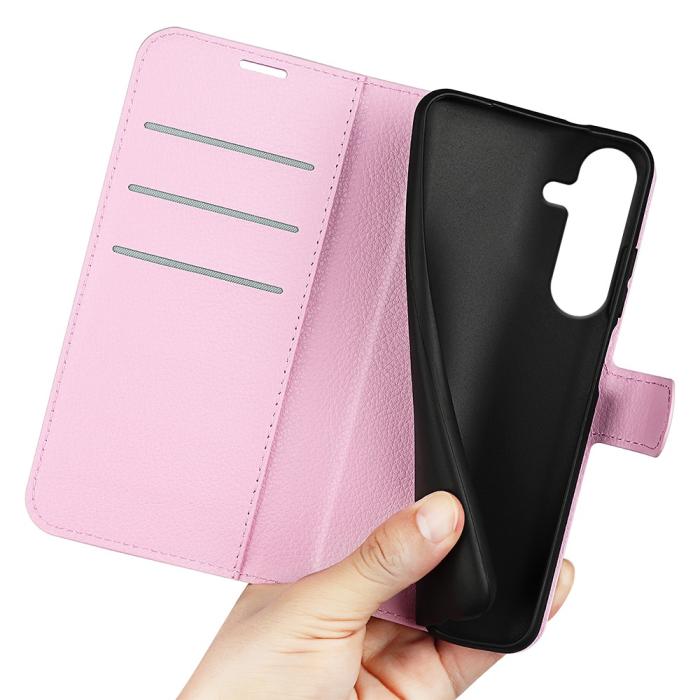 Bild 4, Samsung Galaxy S25 Plus Fodral Litchi Läder Ljus Rosa