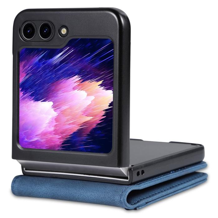 Bild 2, AZNS Galaxy Z Flip 6 / 7 FE Fodral Läder Blå