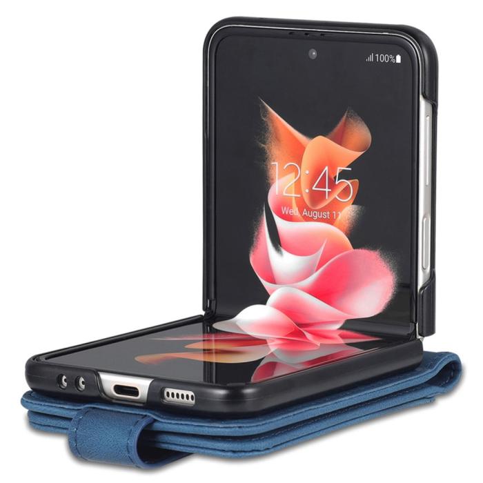 Bild 3, AZNS Galaxy Z Flip 6 / 7 FE Fodral Läder Blå